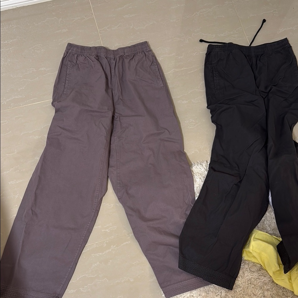 Casual Gray and Black Pants Set